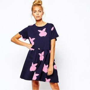SOLD ON DEPOP Lazy Oaf Swing T-Shirt Dress With Flying Pigs Print